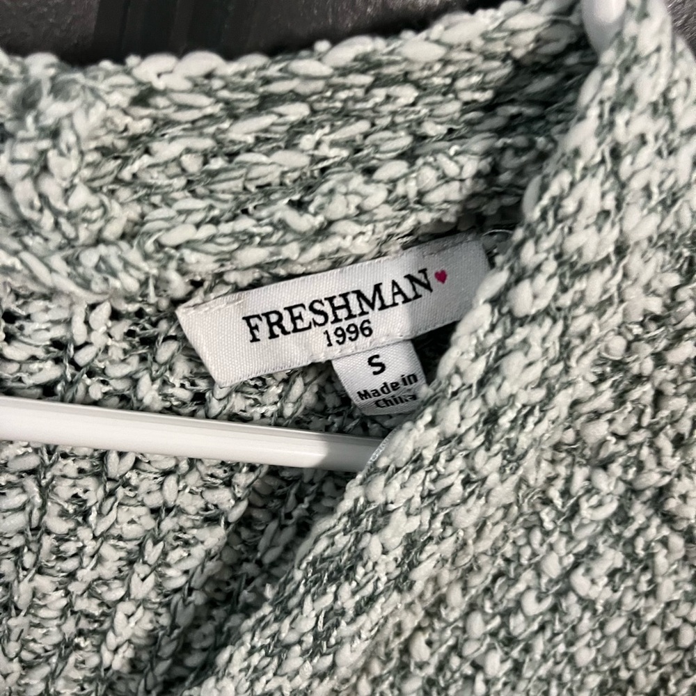 women’s green and white button up sweater